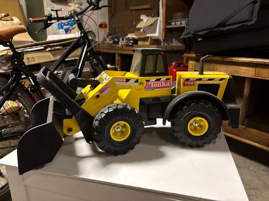 Vintage Tonka Mighty 728 metalen graafmachine, Kinderen en Baby's, Speelgoed | Speelgoedvoertuigen, Ophalen, Gebruikt