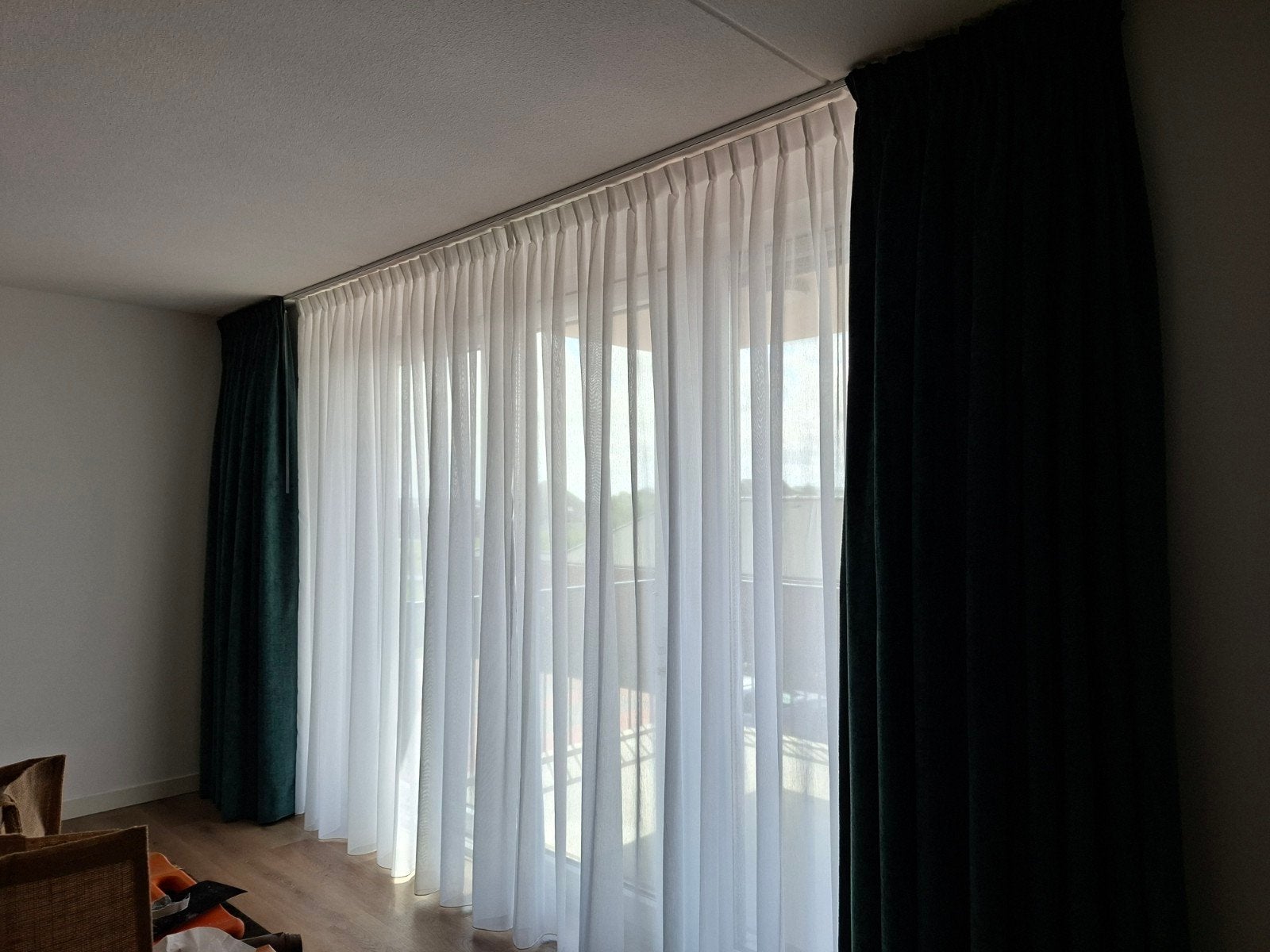 Witte vitrage, 2 delen, rail 364cm, hoogte 263,5cm, Ophalen, Vitrage, 263 cm, Wit