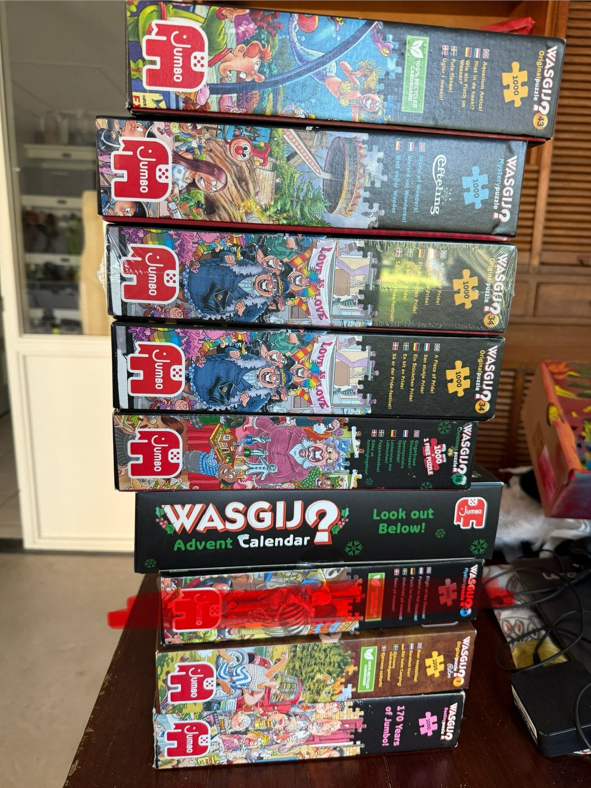 Grote collectie Wasgij puzzels (1000 stukjes), Ophalen of Verzenden, 500 t/m 1500 stukjes, Gebruikt