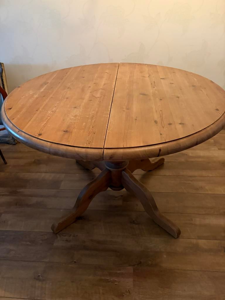 Ronde Grenen tafel ( uitschuifbaar ) 1.20 x 0.80, Antiek en Kunst, Ophalen