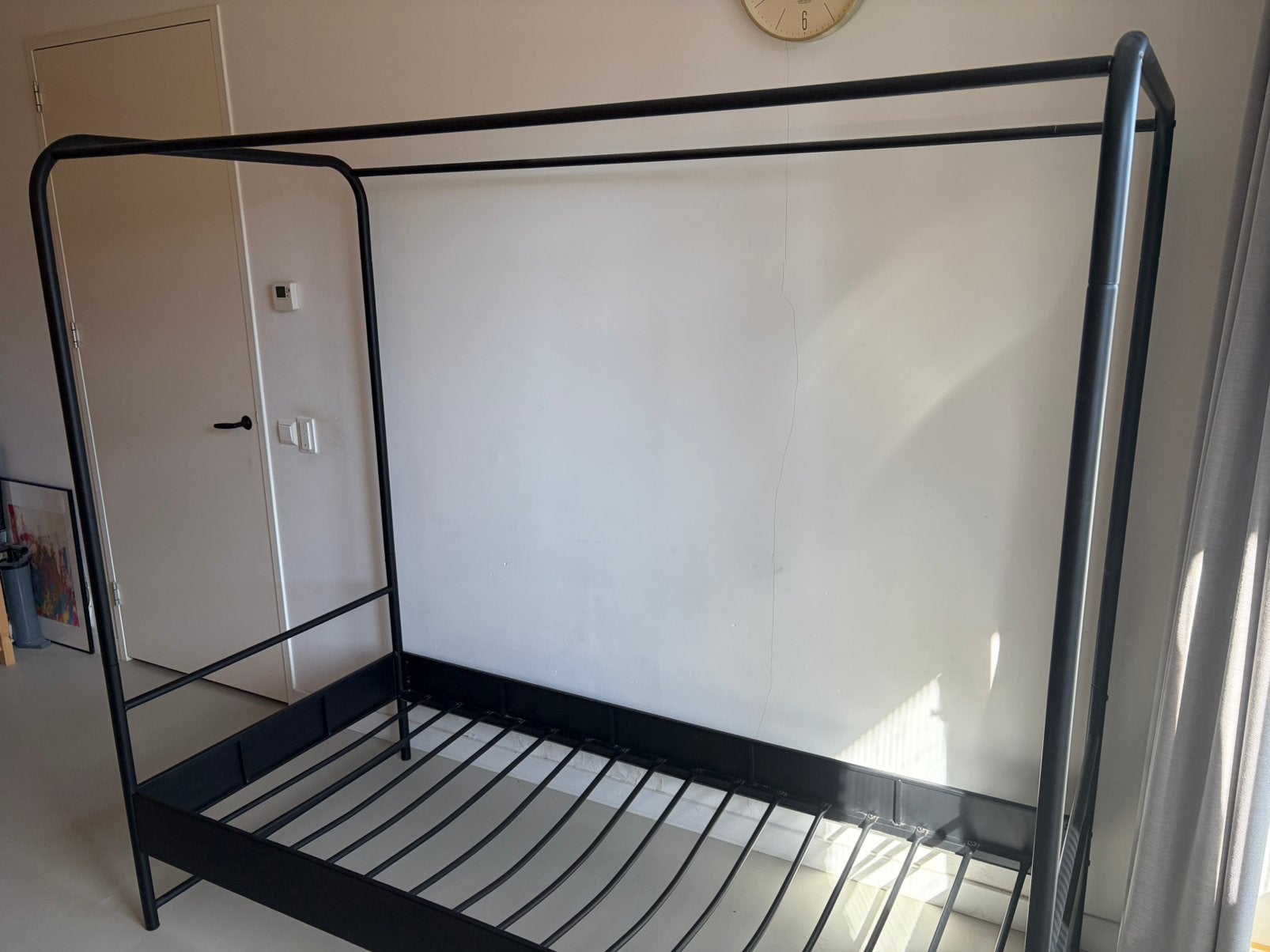 Hemelbed zwart staal kind, Ophalen, Gebruikt, 90 cm, Eenpersoons