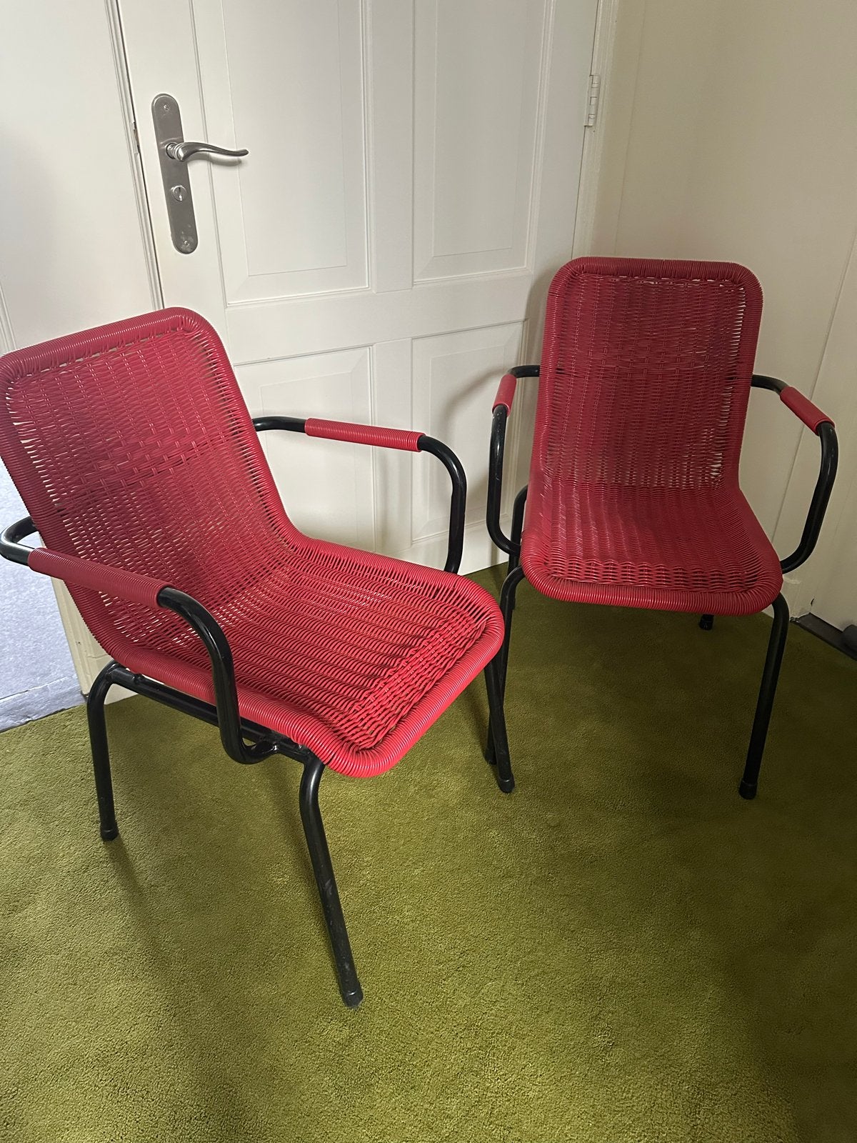 Set van twee vintage Retro Style stoelen met metalen frame, Ophalen, Gebruikt, Twee, Metaal