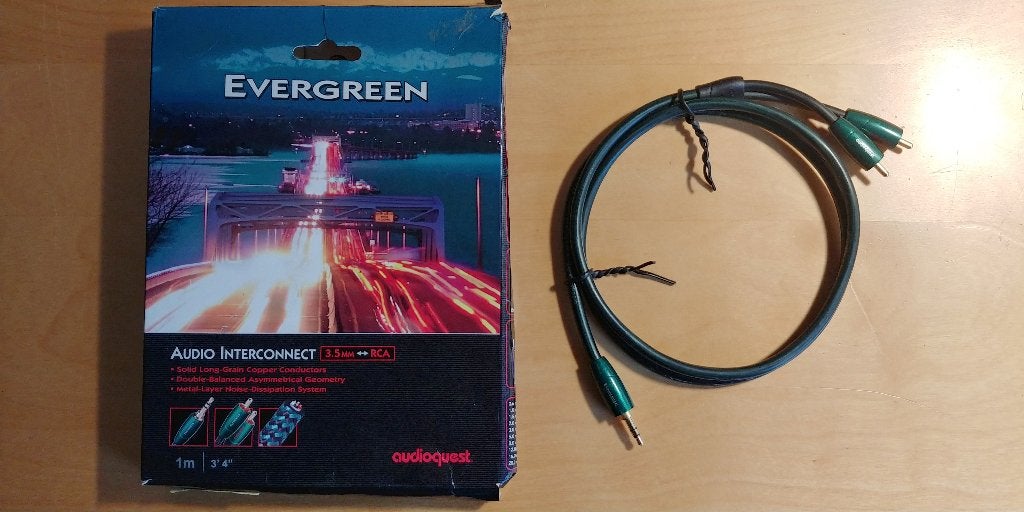 Audioquest Evergreen 3,5 mm naar RCA kabel, 1 meter, Ophalen of Verzenden, Zo goed als nieuw, Minder dan 2 meter, Interlink-kabel
