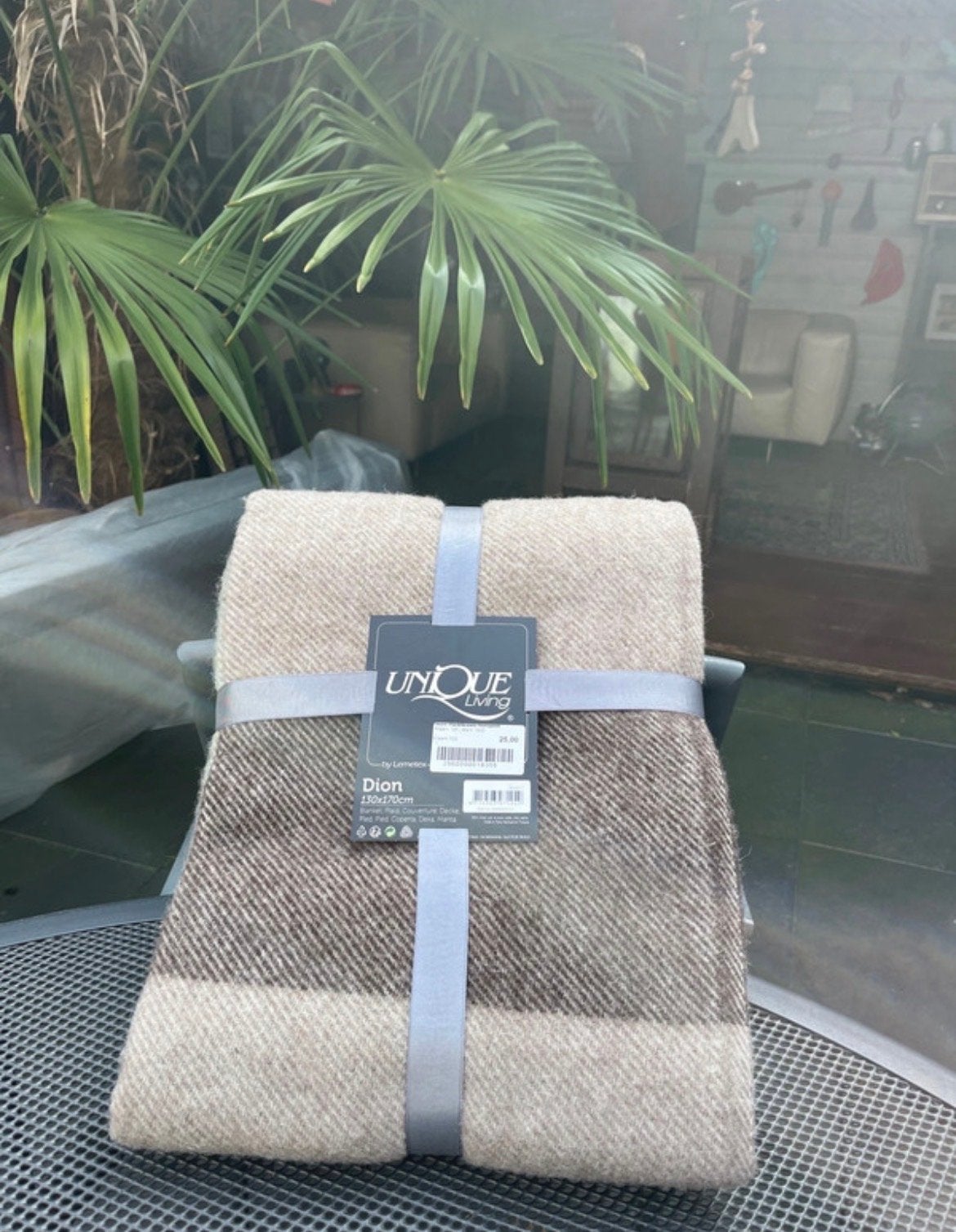 100% wollen Plaid - Bruin/Beige/Wit - 130x170cm, Nieuw, Ophalen of Verzenden, Plaid, Overige materialen