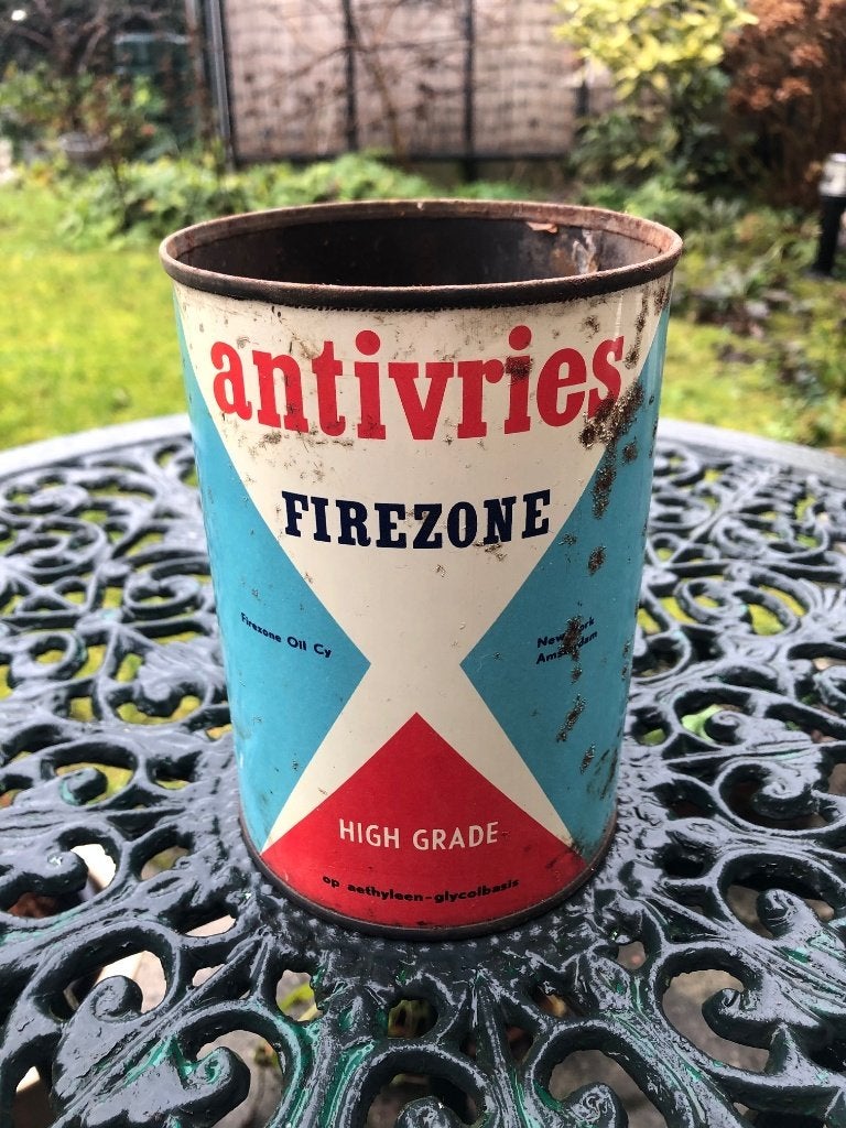 Oud Firezone antivries blik. High grade. Nederlandstalig., Ophalen of Verzenden, Gebruikt, Gebruiksvoorwerp