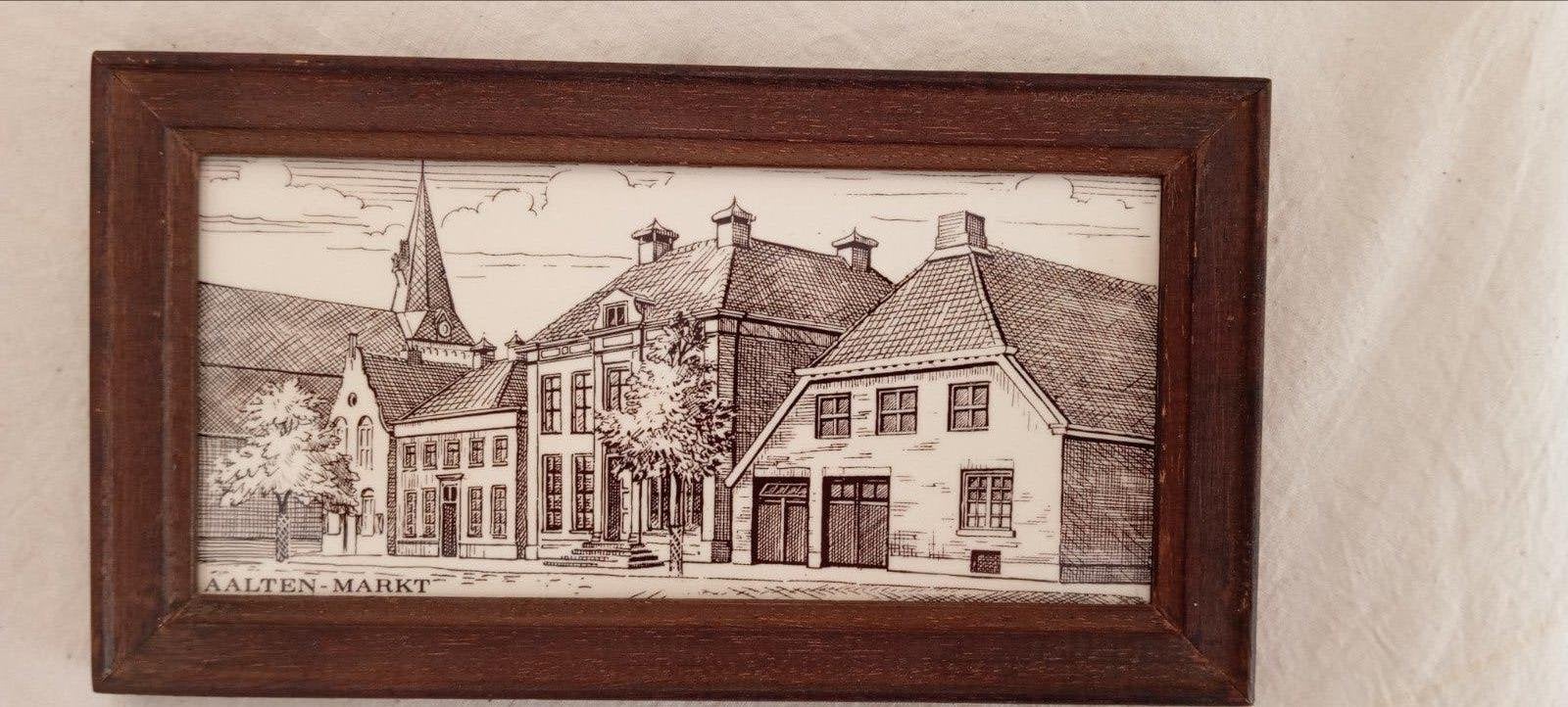vintage ingelijste tegel van AALTEN- markt, Antiek en Kunst, Ophalen of Verzenden