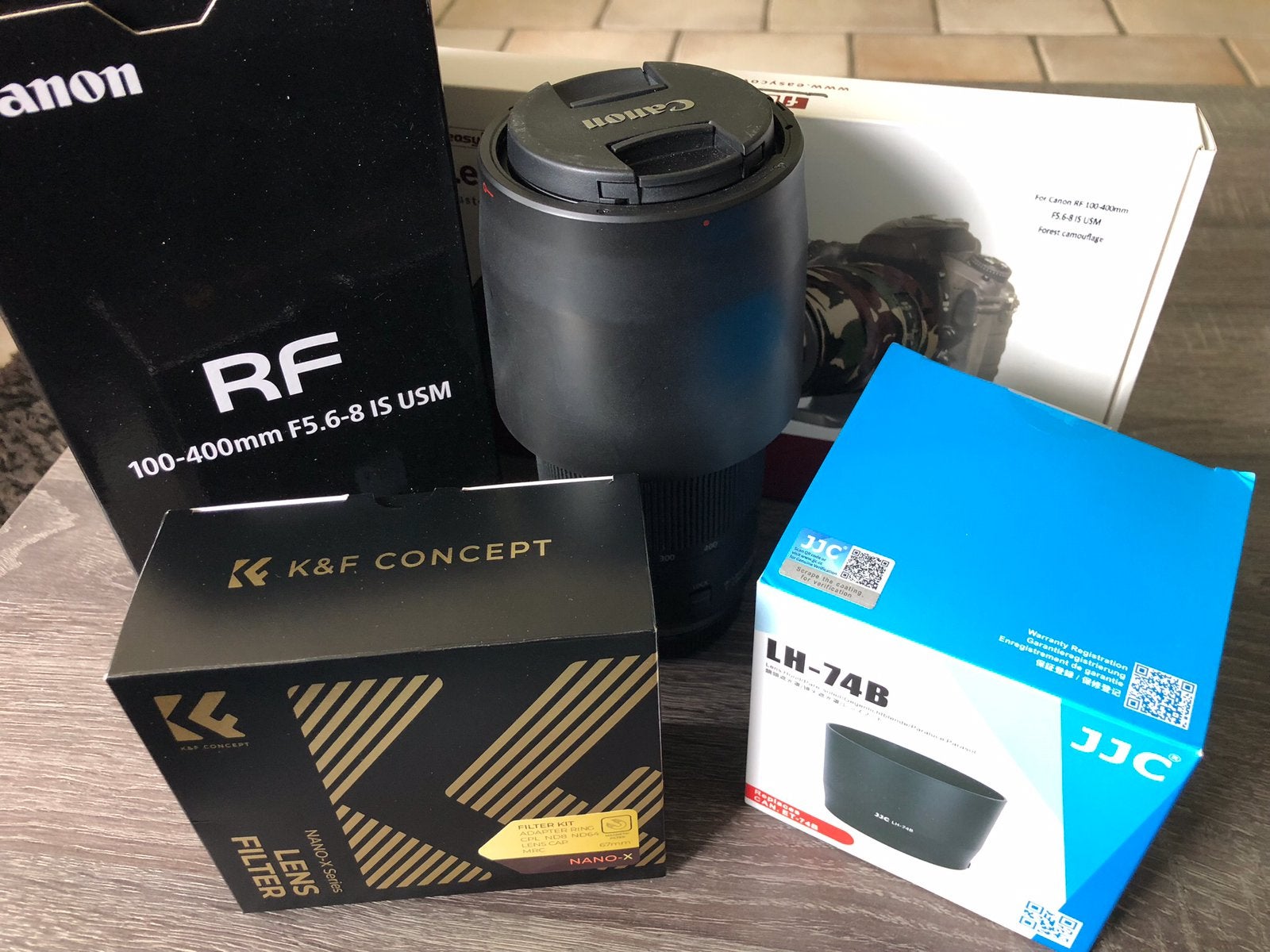 Canon RF 100-400mm F/5.6-8 IS USM met zonnekap, Ophalen of Verzenden, Zo goed als nieuw, Telelens