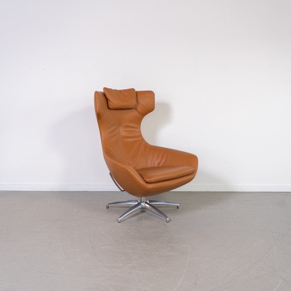 1x Leolux Caruzzo PLUS Fauteuil + Voetenbank Karamel Leer, Huis en Inrichting, Fauteuils, Niet ingevuld, Niet ingevuld, 75 tot 100 cm