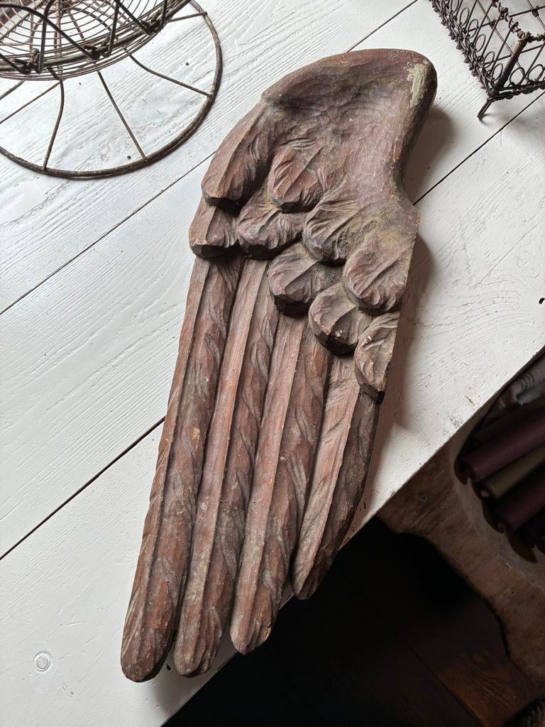 Antieke houten engelenvleugel, Ophalen of Verzenden