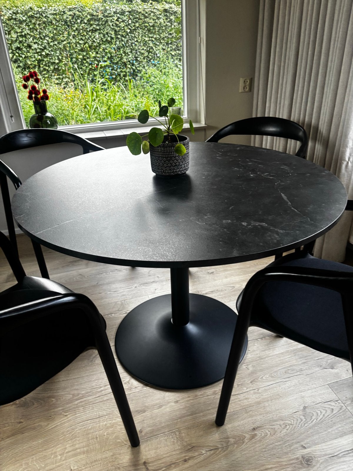Ronde eettafel zwart marmerlook - Diameter 110 cm, Ophalen, Overige materialen, 100 tot 150 cm, Rond