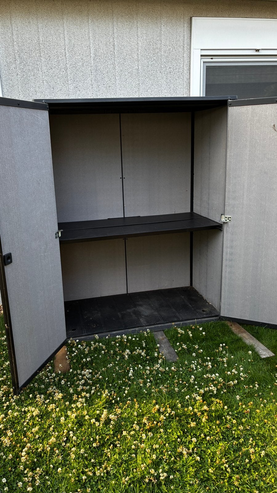 Keter High Store Plus Tuinhuis 1400L grijs Duotech, Ophalen, Gebruikt, Kunststof, Overige typen