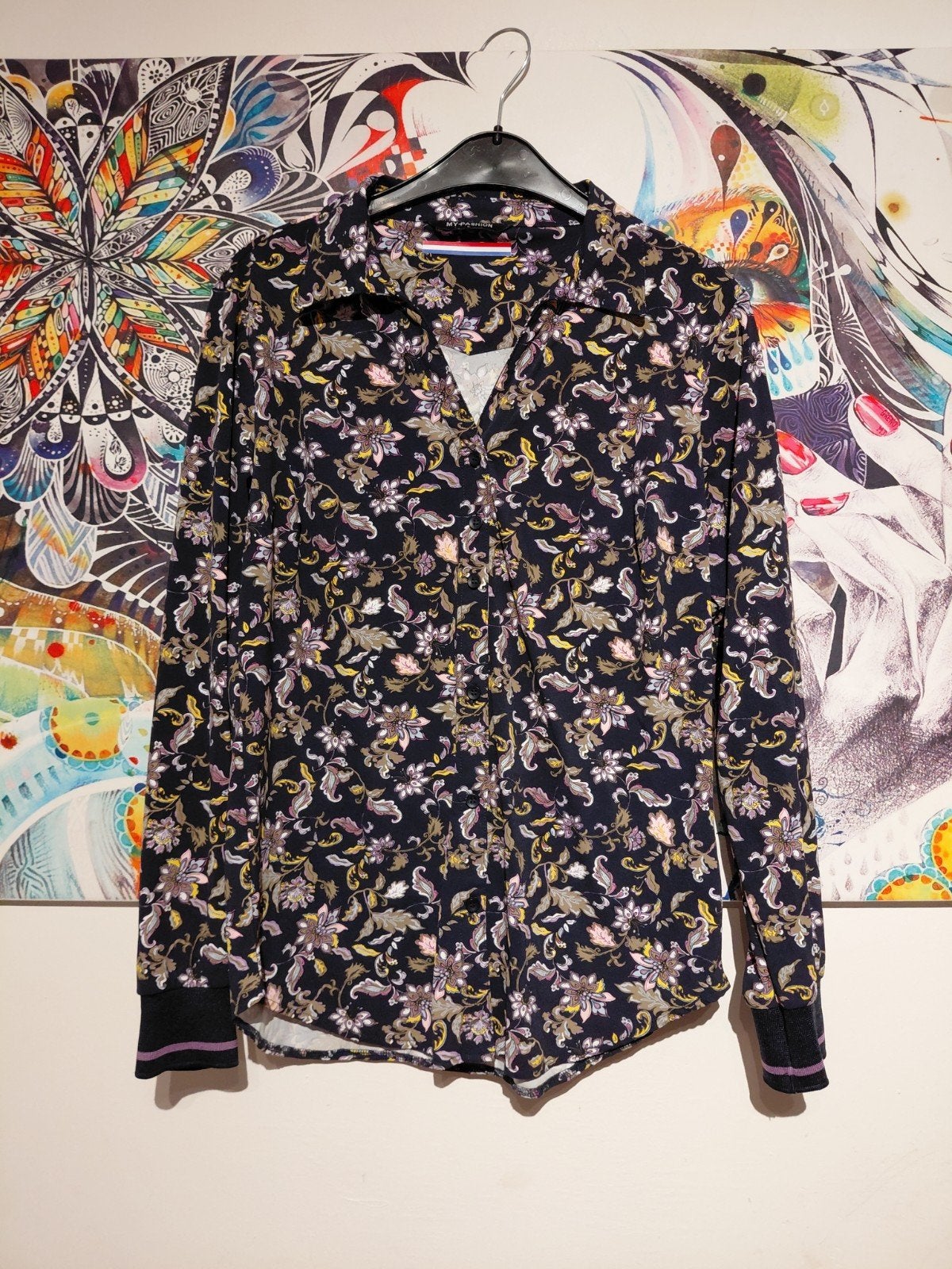 My Pashion Travelstof Blouse Maat L, Meerkleurig, Maat 42/44 (L), Ophalen of Verzenden, Zo goed als nieuw