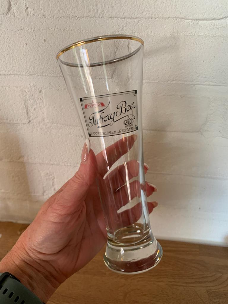 Vintage Tuborg Bierglas - Kopenhagen Denemarken, Verzamelen, Ophalen of Verzenden, Zo goed als nieuw, Glas of Glazen, Overige merken