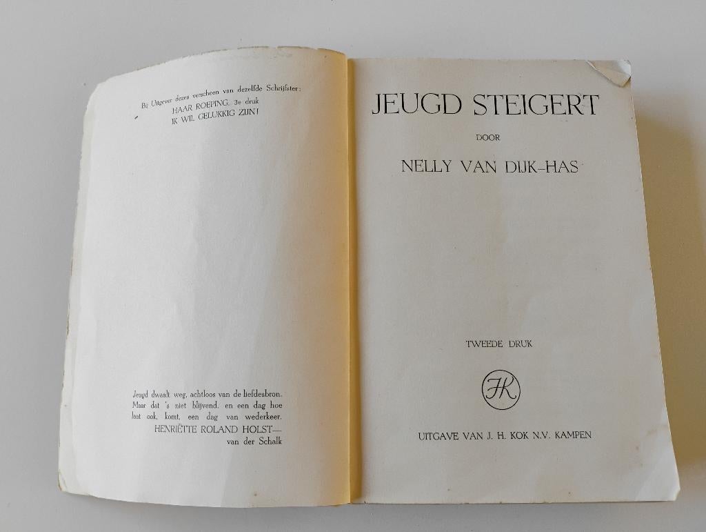Boek uit 1942 Jeugd steigert Nelly van Dijk-Has, Boeken, Romans, Ophalen of Verzenden, Gelezen
