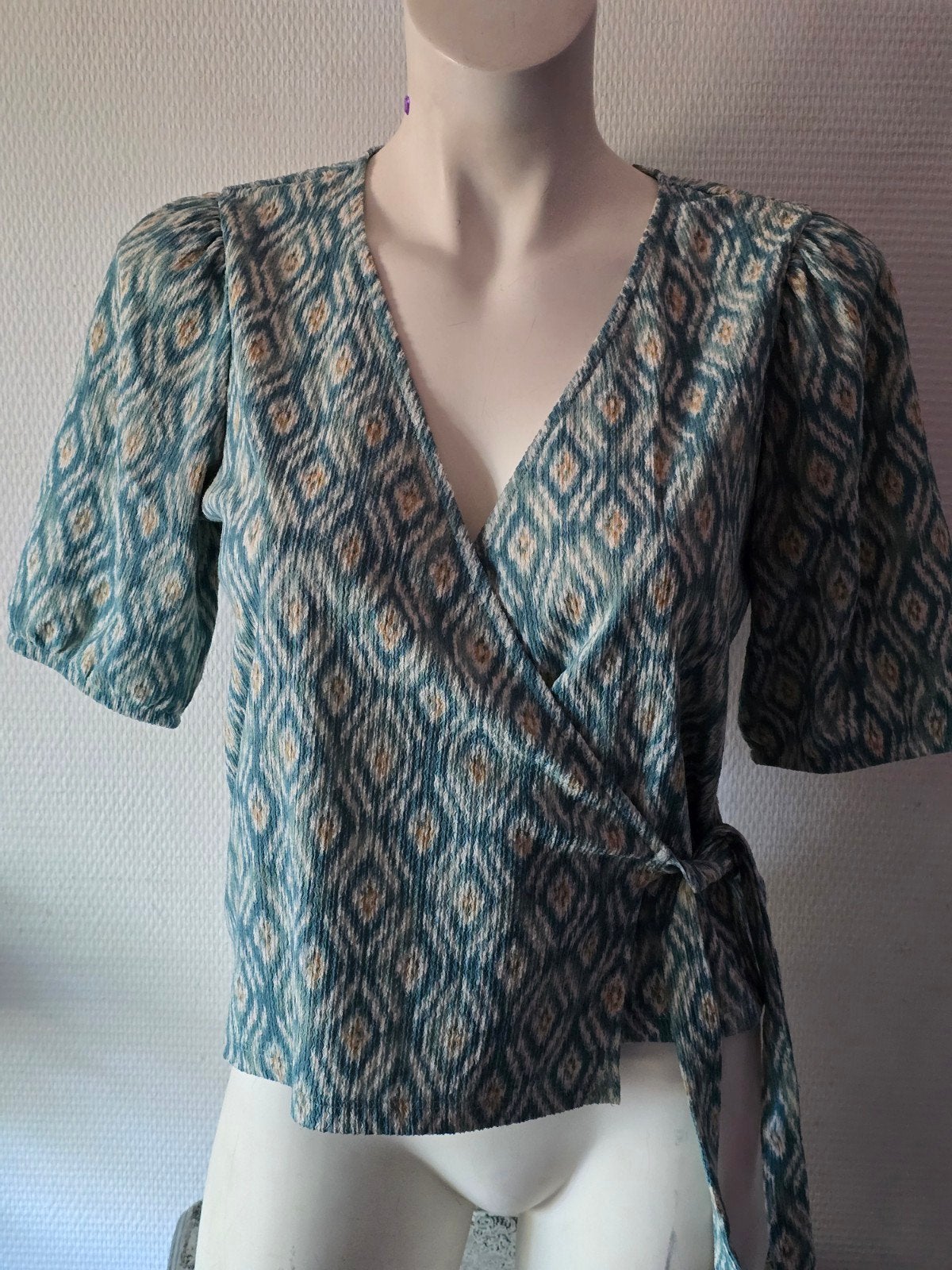 Cotton Club overslagblouse met print, maat S, Ophalen of Verzenden, Maat 36 (S), Cotton Club, Gedragen