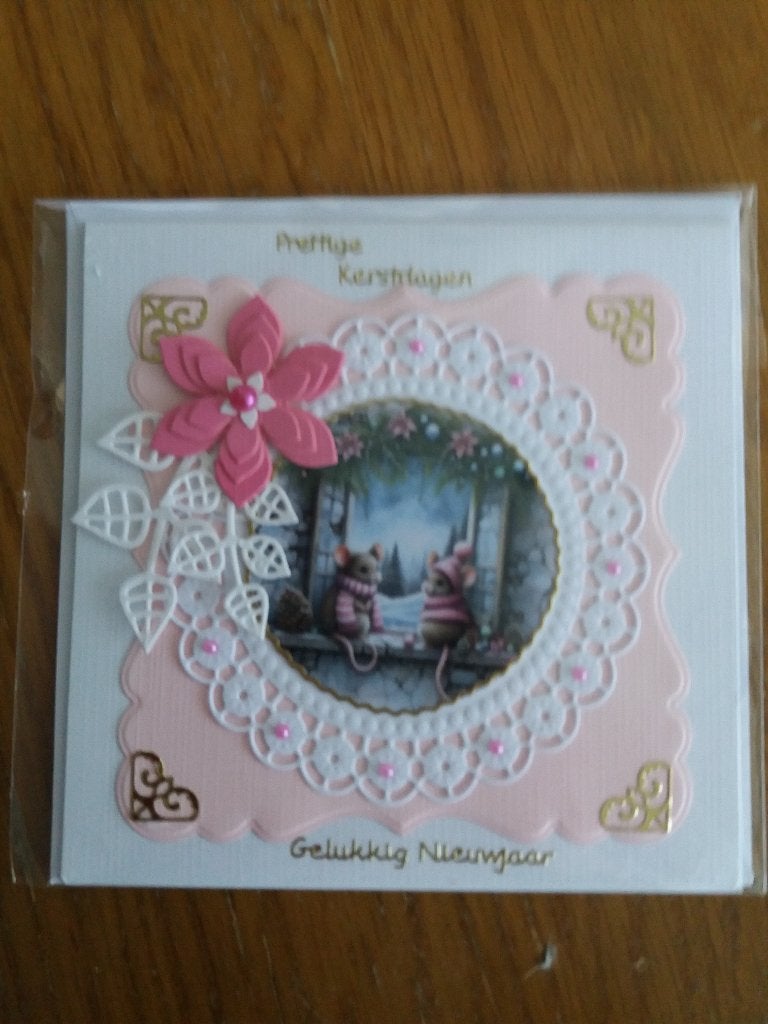 Kerstkaartje met muisjes in de vensterbank no. 405, Ophalen of Verzenden, Nieuw, Kerst