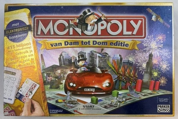 Monopoly Van Dam Tot Dom editie Nederlands bordspel, Coolsingel 104, 3011 AG Rotterdam, Netherlands, Parker, Verzenden, Zo goed als nieuw