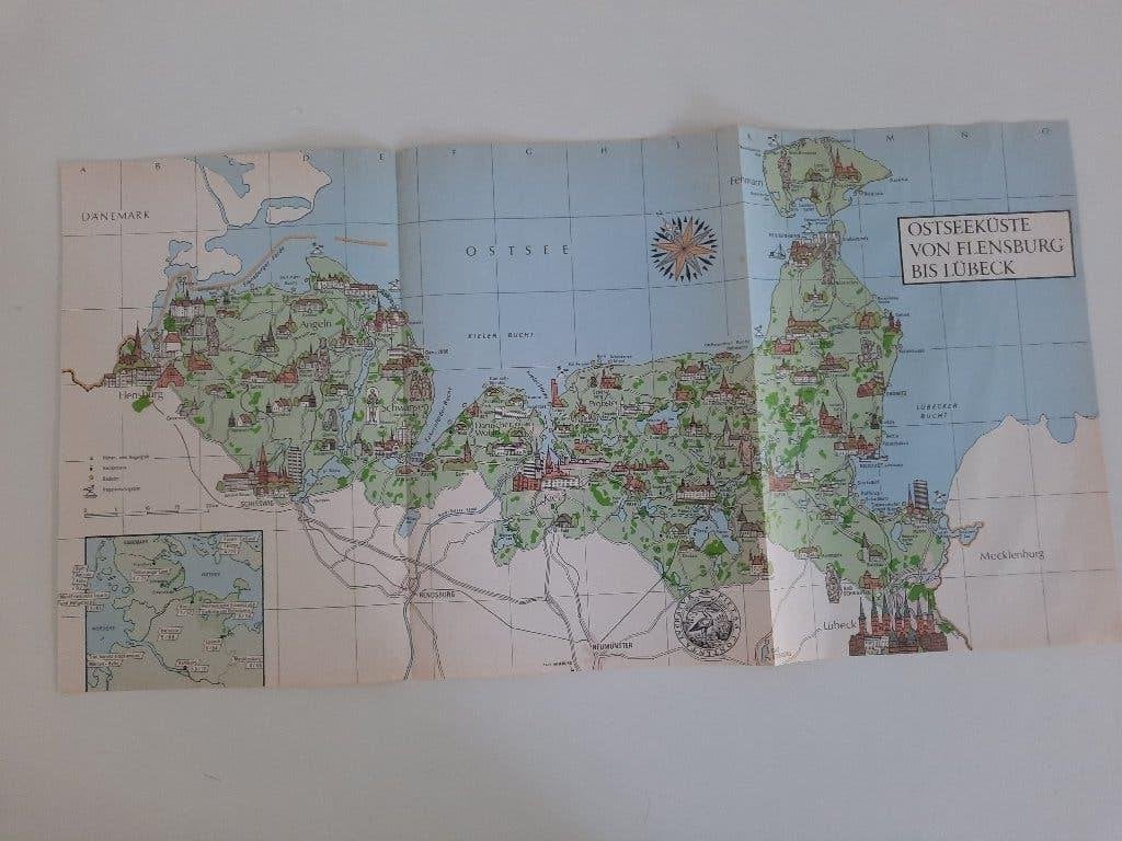 landkaart OSTSEEKÜSTE VON FLENSBURG BIS LÜBECK, Ophalen of Verzenden, Duitsland, 1800 tot 2000, Landkaart