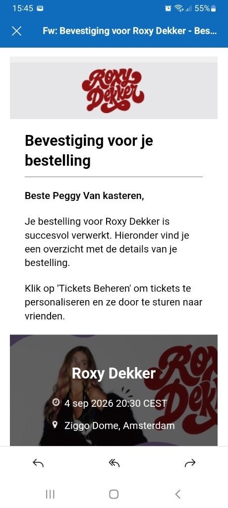 Roxy dekker kaartje, Eén persoon, September, Overige typen