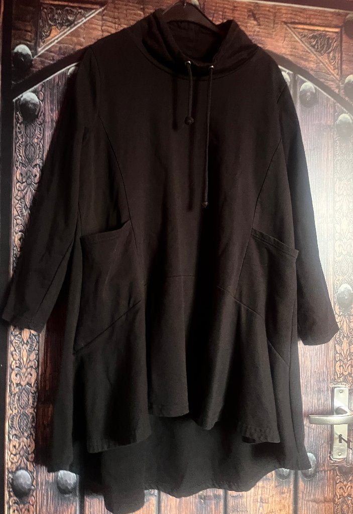 Nieuwe asymmetrische hoodie van Ulla Popken 46/48 nu 39,99€, Zwart, Maat 46/48 (XL) of groter, Nieuw, Ulla Popken