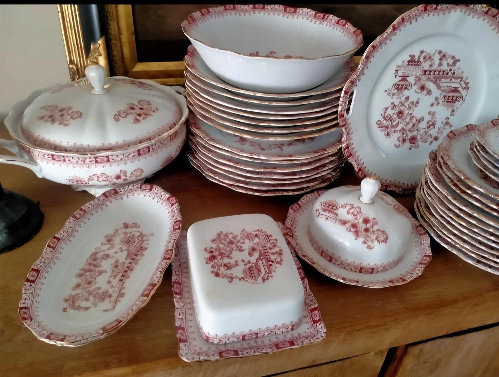 Prachtig Bavaria servies - rood/wit met gouden rand, Antiek en Kunst, Antiek | Servies compleet, Ophalen