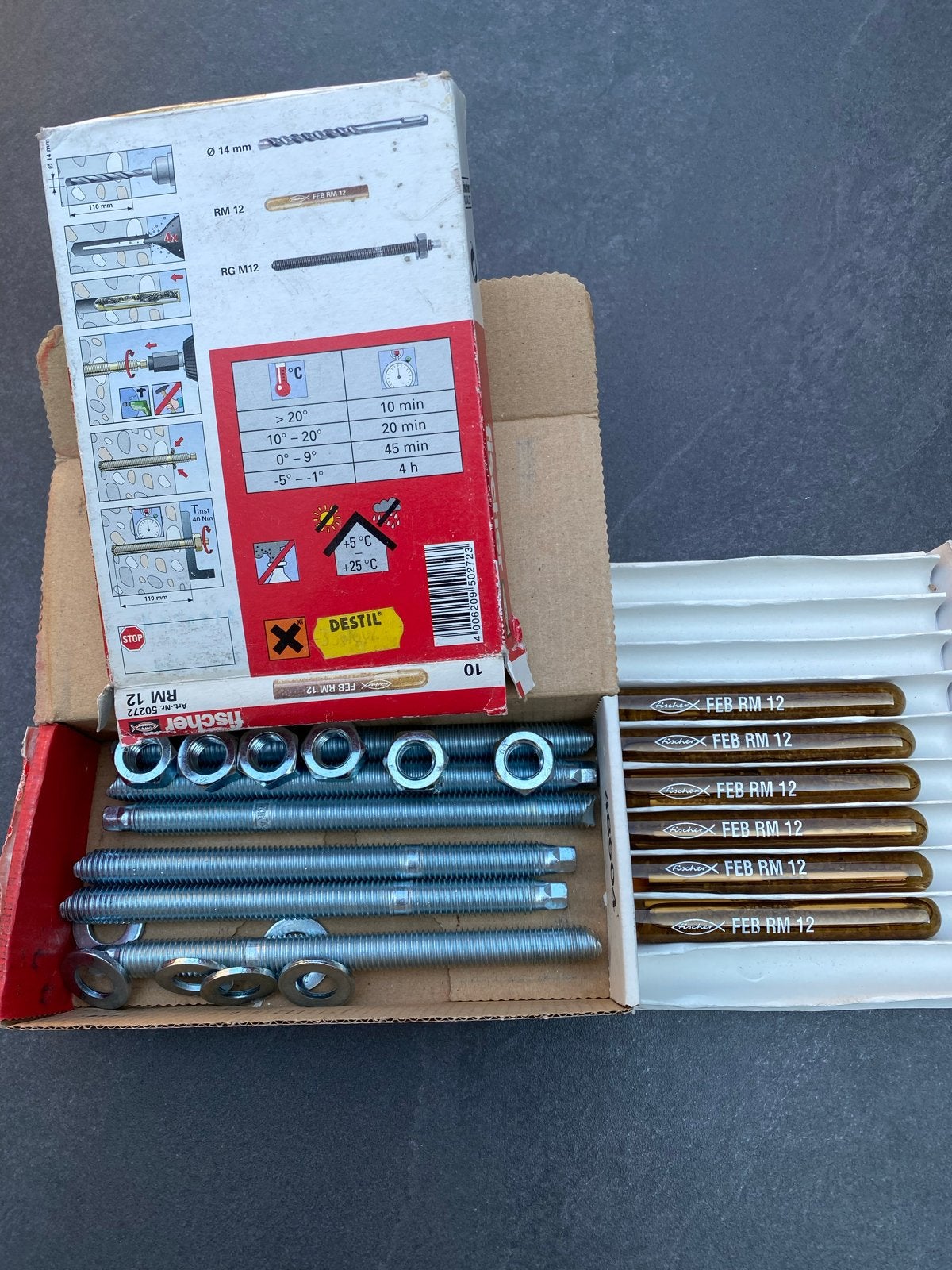Fischer Chemisch Anker Capsule M12x160 met Draadeind (6 st), Ophalen of Verzenden, Nieuw, 100 tot 250 mm, Overige typen
