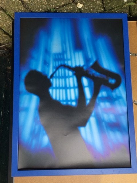 blauwe lijst ong 54 bij 74 cm zonder glas fotolijst, Ophalen, Gebruikt, Kunststof, Fotolijst