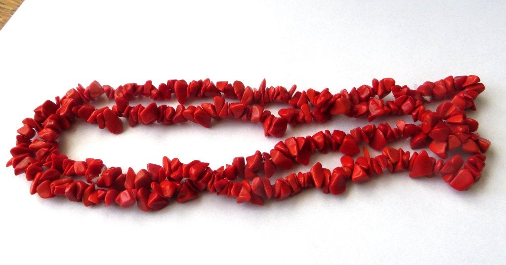 Prachtige rode koraal ketting koralen collier, Lang, Sieraden, Tassen en Uiterlijk, Kettingen, Ophalen, Zo goed als nieuw, Steen of Mineraal