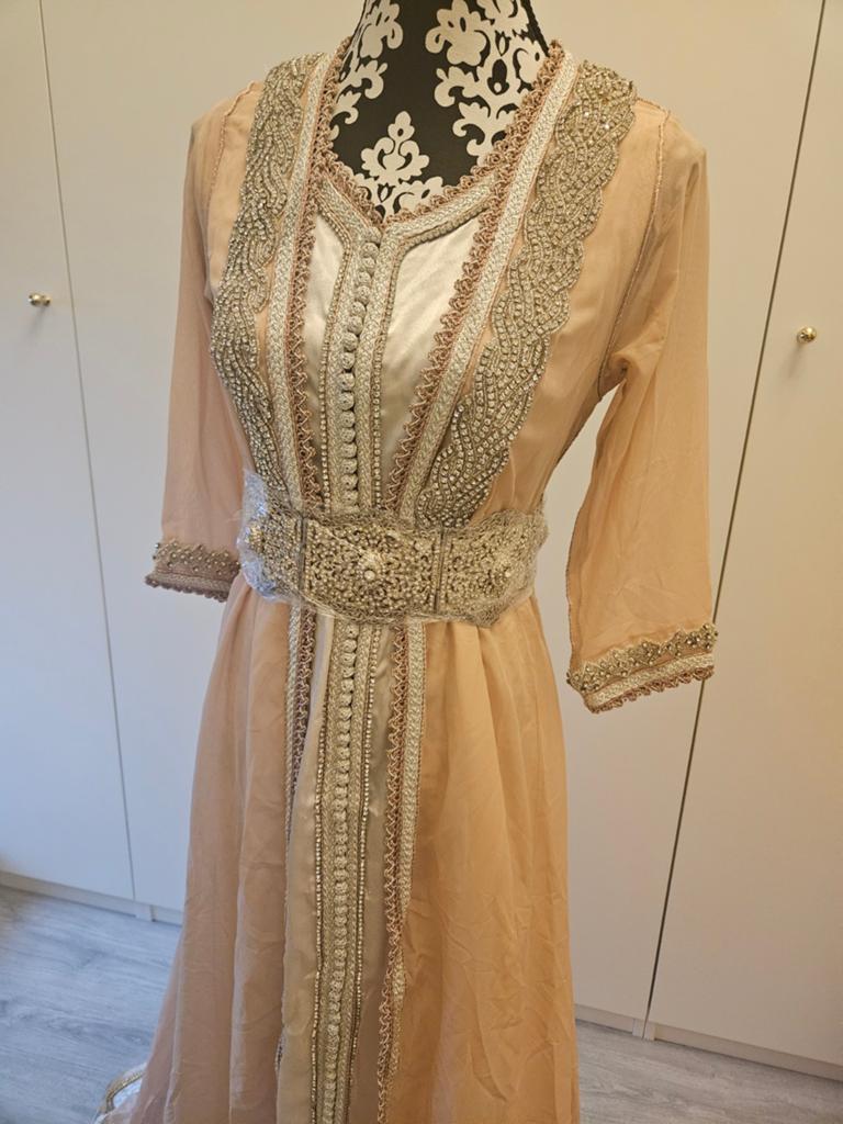 Zalmkleurige takshita/kaftan, Maat 38/40 (M), Overige typen, Overige kleuren, Ophalen of Verzenden
