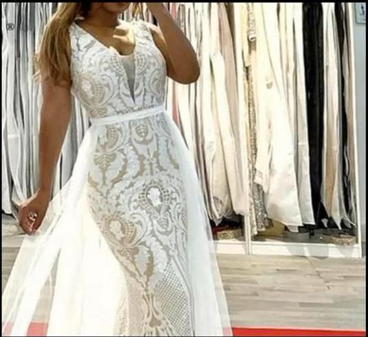 Zeemeermin trouwjurk / feestjurk, Kleding | Dames, Trouwkleding en Trouwaccessoires, Ophalen, Zo goed als nieuw, Wit, Trouwjurk