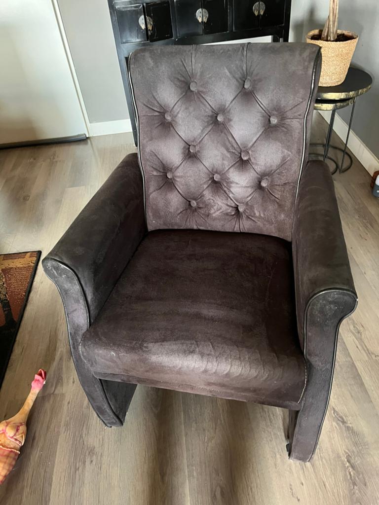 6 paar stoelen /bruin, Minder dan 75 cm, Ophalen of Verzenden, Zo goed als nieuw, Stof
