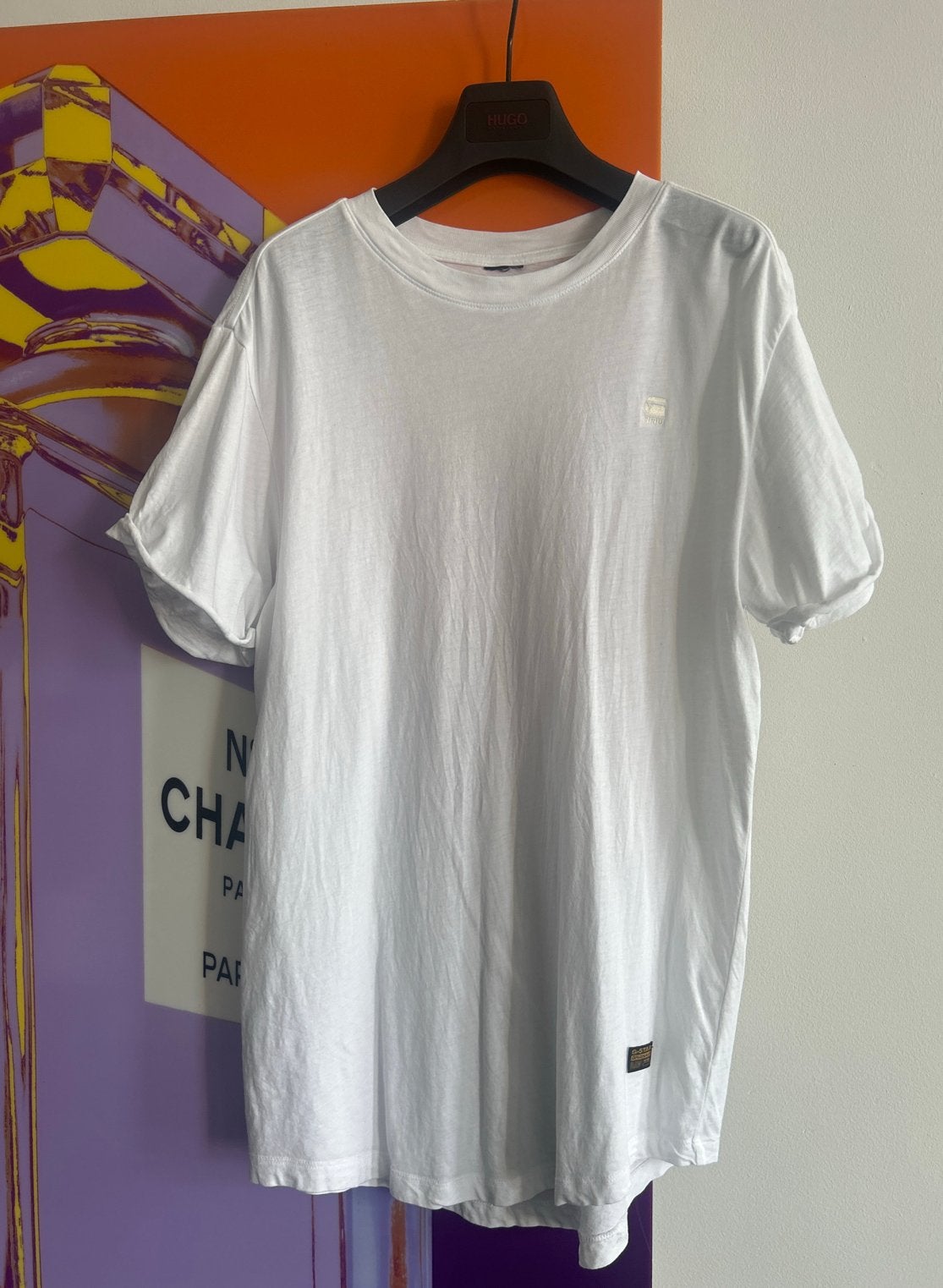 G-Star RAW T-shirt top wit S 36 oversized groot fashion, Kleding | Dames, T-shirts, Verzenden, Wit, Zo goed als nieuw, Korte mouw