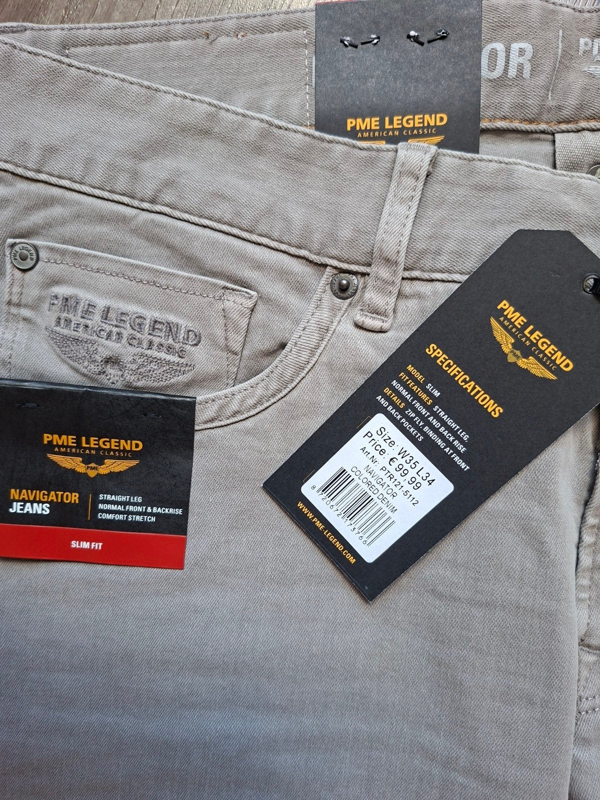 PME LEGEND Navigator slimfit jeans W35 L34, Nieuw, Ophalen of Verzenden, W33 - W34 (confectie 48/50), Grijs