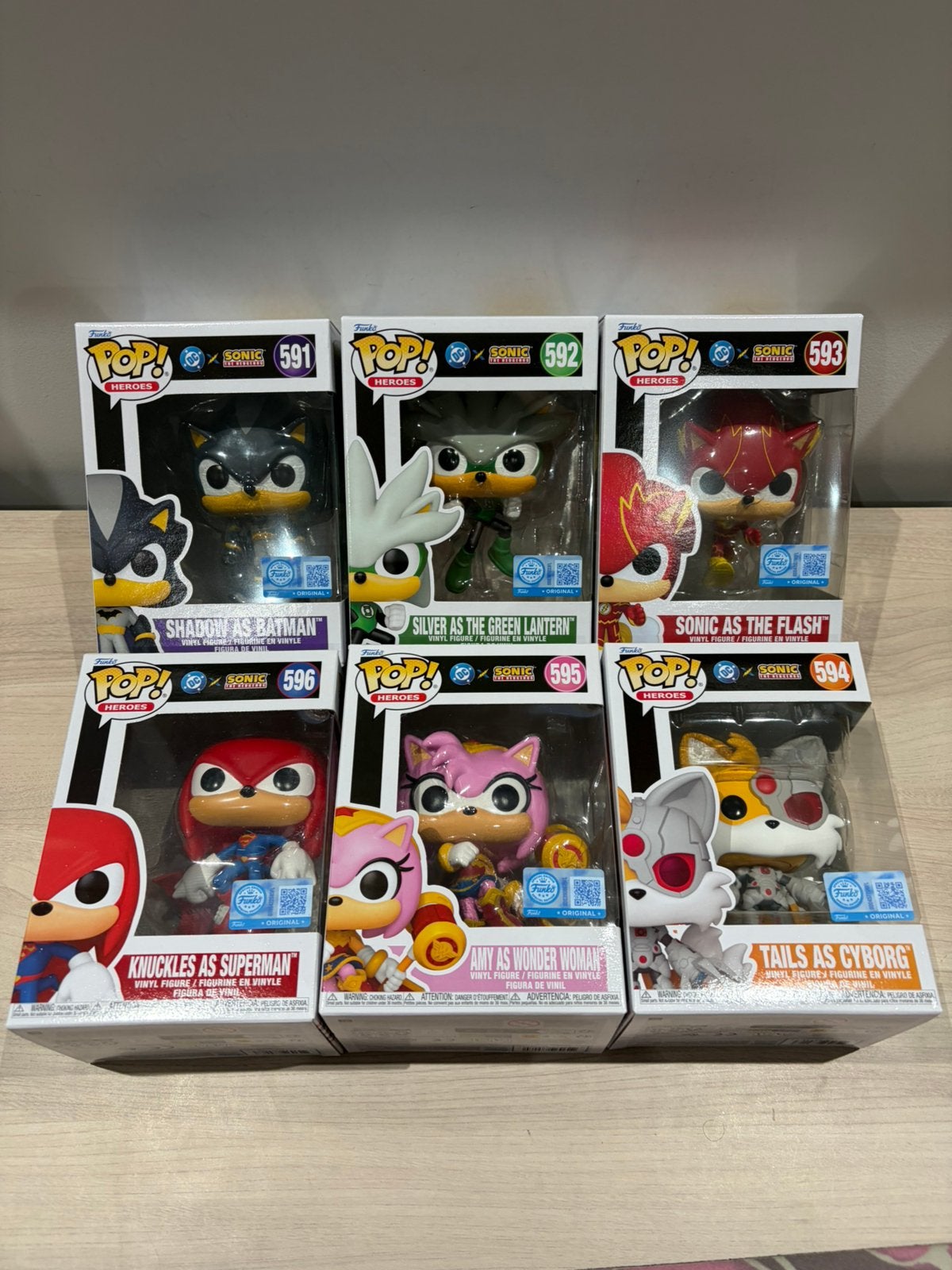 Funko Pop! Sonic x DC Heroes Complete Set 591-596 6 Figures, Funko Europe, Ophalen of Verzenden, Zo goed als nieuw, 4th floor, 1 Queen Caroline St, London W6 9YN, Verenigd Koninkrijk