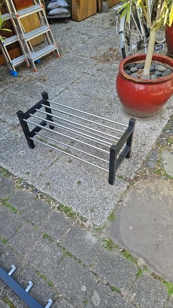 Schoenenrek met kapstok, zwart/zilver, Ophalen, Gebruikt