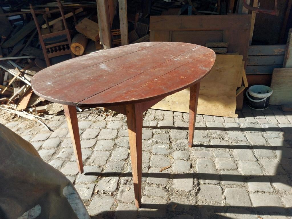 Antiek ovale tafel gehout cafe 1840 Empire 121x85x 76 hoog, Ophalen