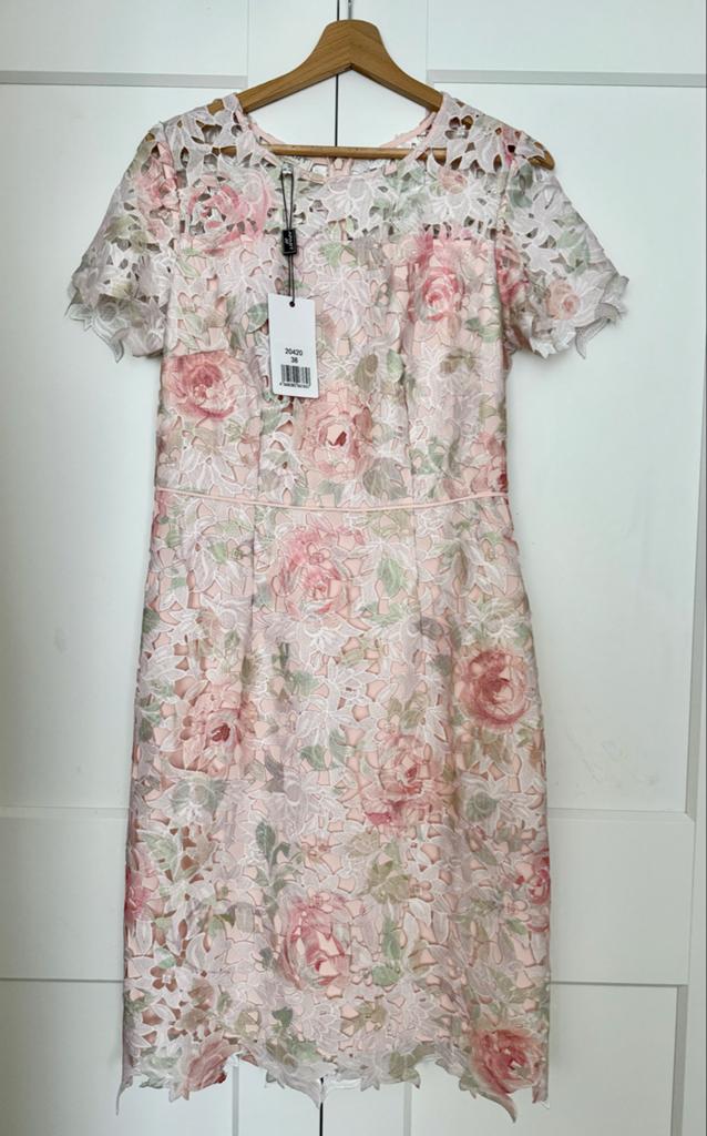 Apart Roze Kanten Jurk met Bloemenprint - Maat M, Kleding | Dames, Maat 38/40 (M), Verzenden, Nieuw, Knielengte