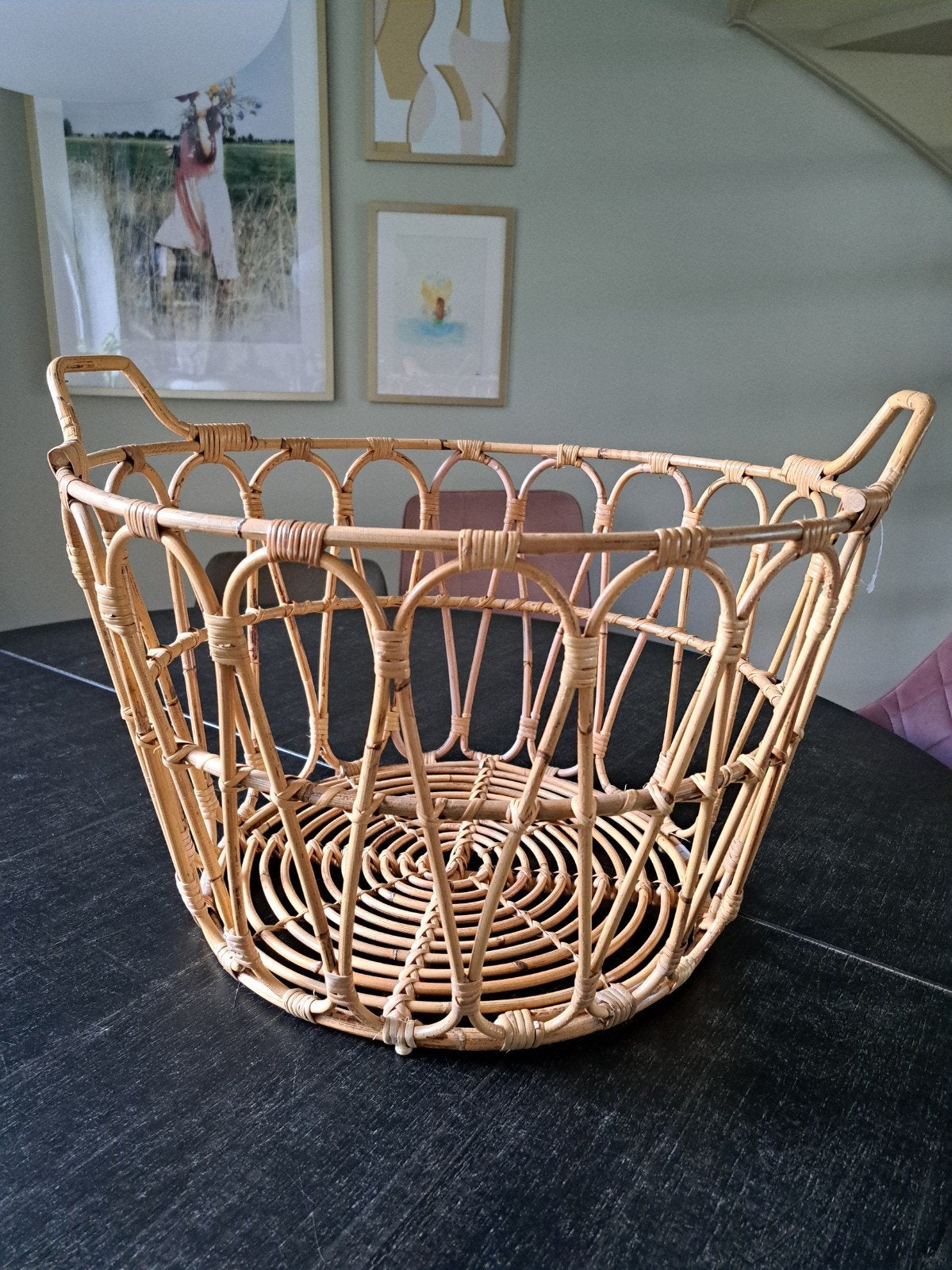 IKEA SNIDAD rotan mand, Ophalen, Zo goed als nieuw, Rond, Riet