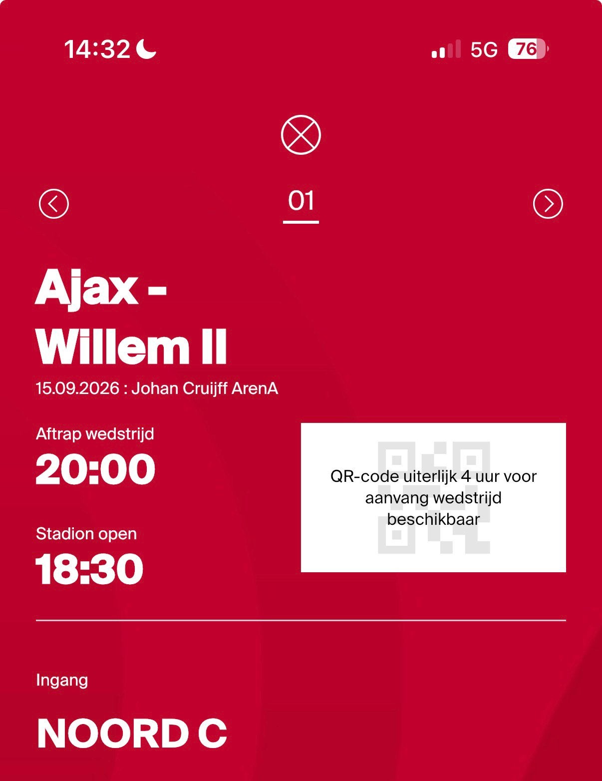 Ajax willem II vak 413, Seizoenskaart, Eén persoon, Oktober