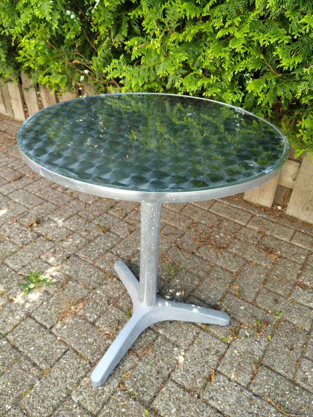 Bistro tafel RVS tuintafel, Ophalen, Gebruikt, Rond, Rvs