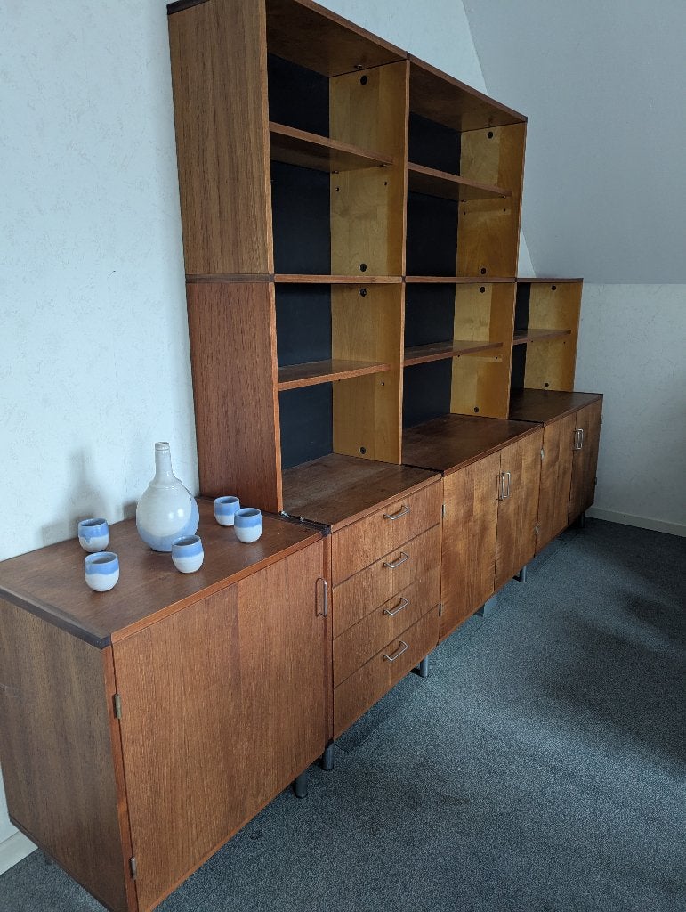 Wandmeubel vintage teak fineer, Ophalen, Overige materialen, 150 tot 200 cm, 25 tot 50 cm