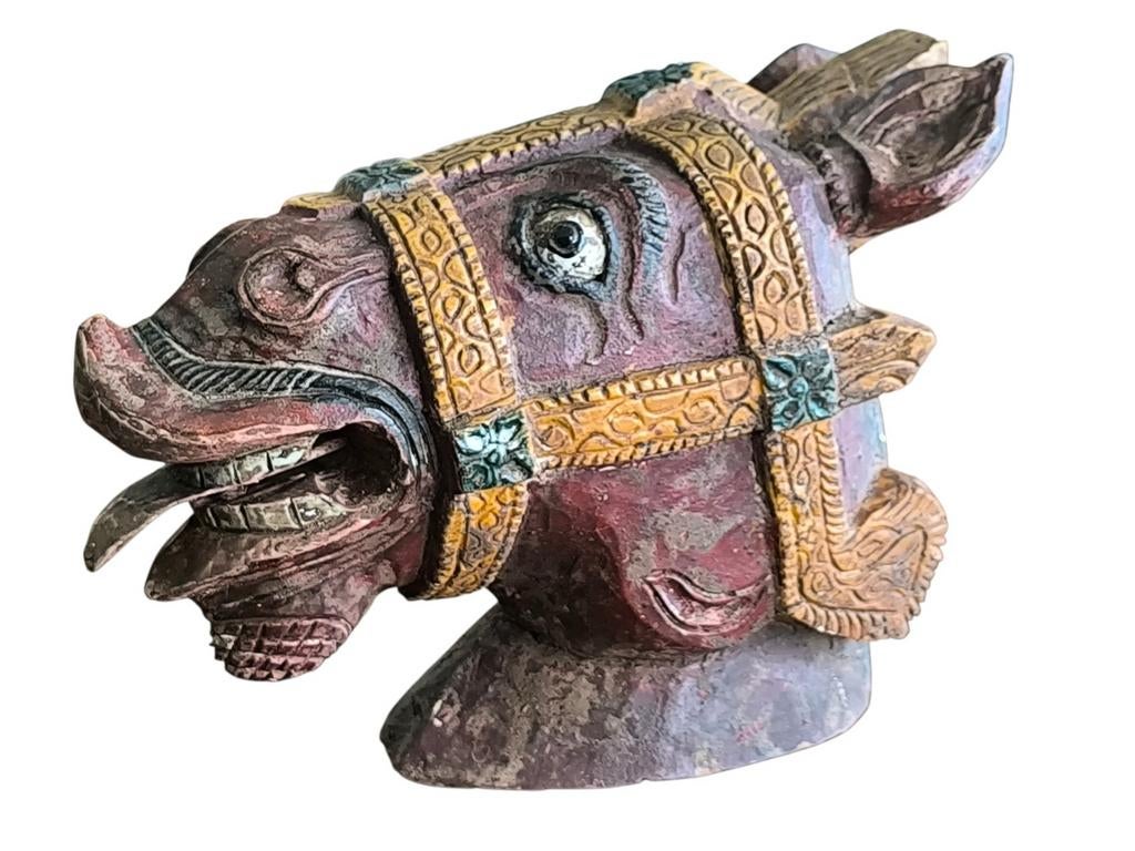Antiek houtsnijwerk hoofd paard 19e eeuw India, Ophalen of Verzenden