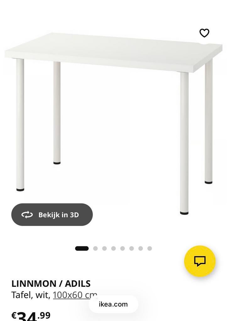Ikea linmon bureau tafel wit 120x60, Ophalen, Zo goed als nieuw