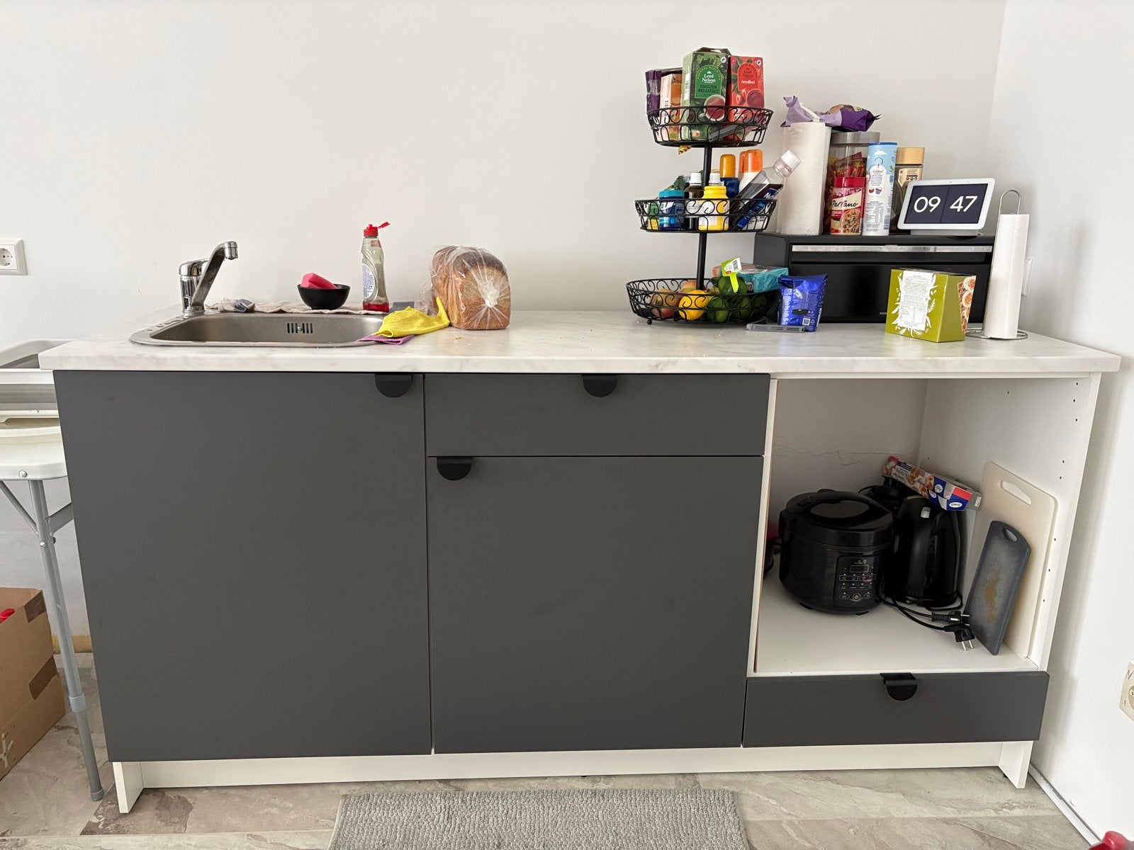 Compacte keuken met spoelbak en opbergruimte, Ophalen, Gebruikt, Enkelwandige keuken, Kunststof