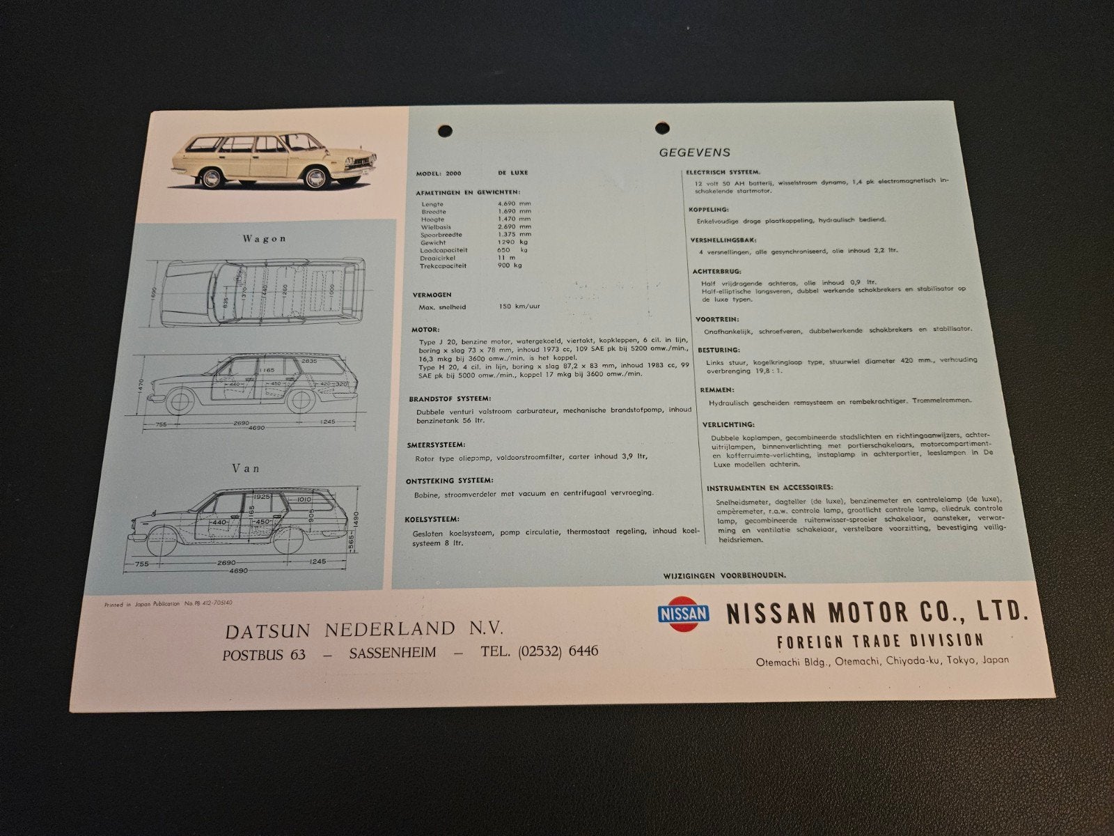 Brochure Datsun 2000 Wagon, Ophalen of Verzenden, Zo goed als nieuw, Overige merken