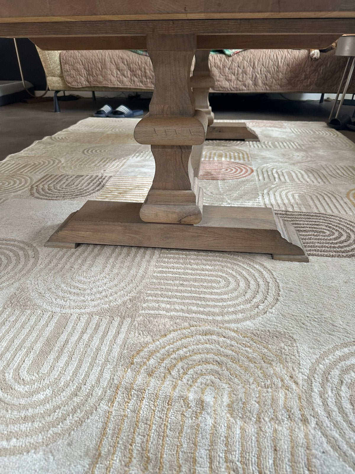 Robuuste klooster salontafel 140x80 cm, 50 cm hoog, Huis en Inrichting, Ophalen, Gebruikt, 100 tot 150 cm, Eikenhout