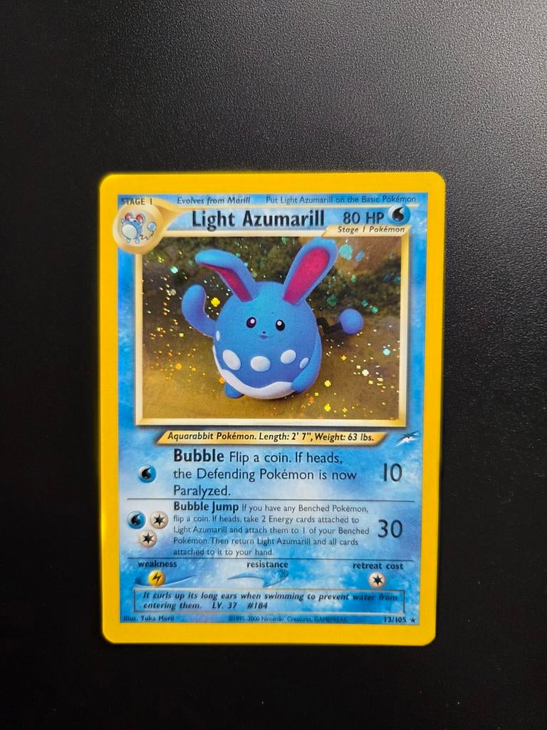 Light Azumarill 13/105 Pokemon Neo Destiny, Ophalen of Verzenden, Zo goed als nieuw, Booster, Foil