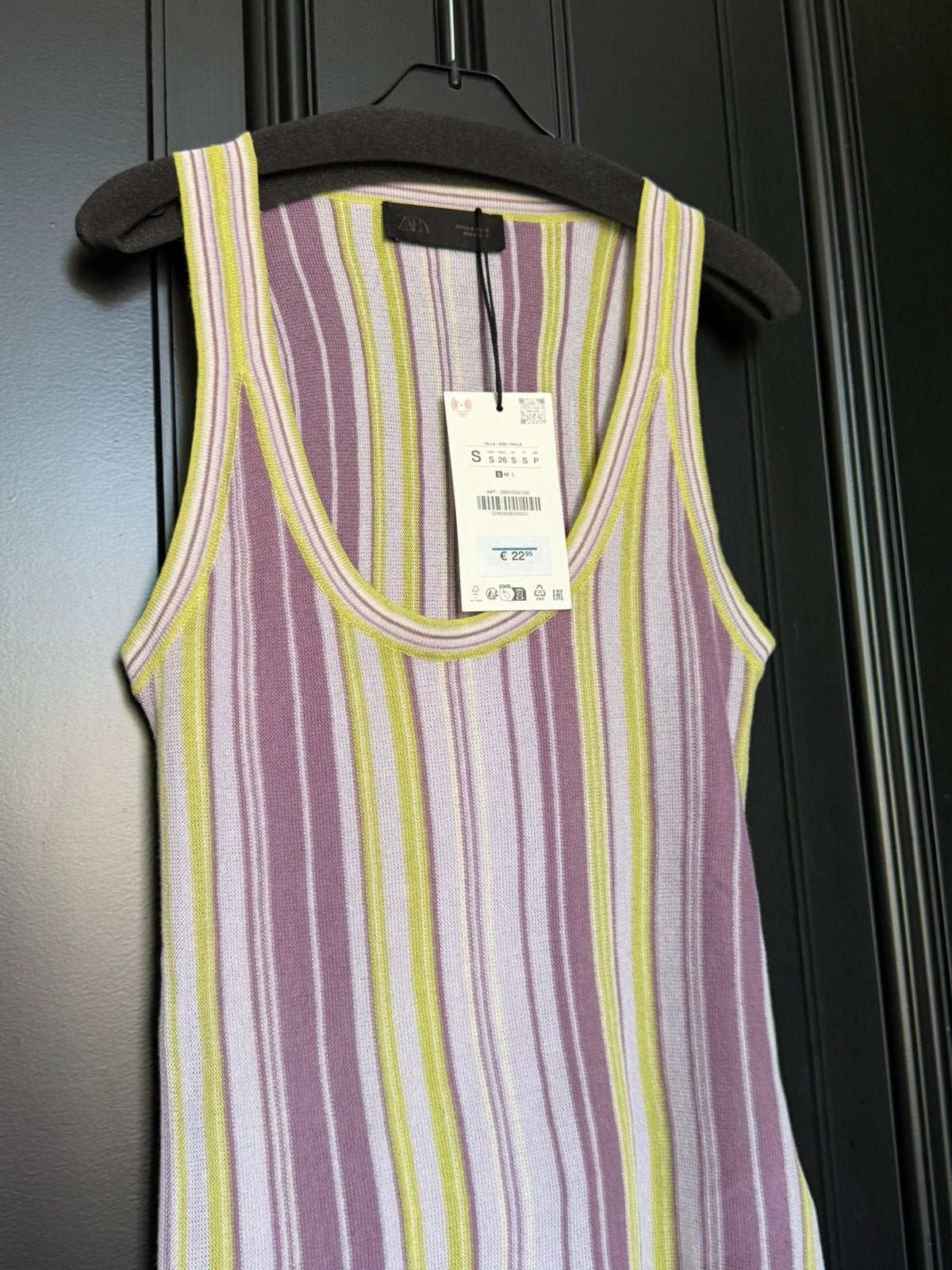 Zara gestreepte gebreide top, limoen en lila., Maat 38/40 (M), Paars, Nieuw, Ophalen of Verzenden