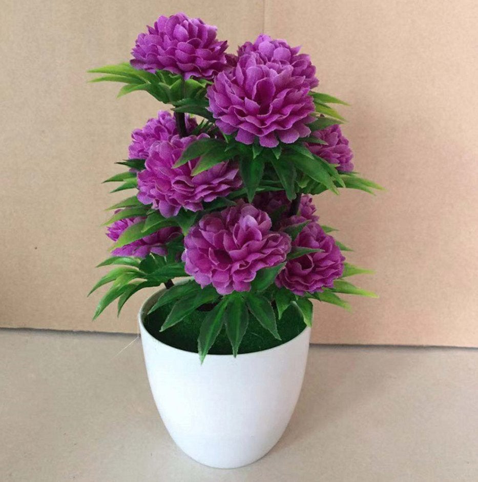 Paarse Kunst Chrysanten Met Pot Bloemen Planten Kunstplant, Verzenden, Nieuw, Kunstbloem