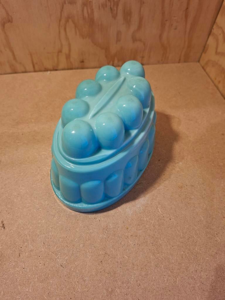 Turquoise copier leerdam glazen puddingvorm, Ophalen of Verzenden